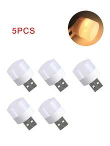 USB Mini Night Light, Eye-Caring Reading Lamp With USB Port, Suitable For Bedside Lamp, Power Bank, Car Interior Light, Decoration, Round Reading Eye-Caring Lamp - White - View 13