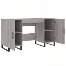 Larryhot Scrivania Grigio Sonoma 140x50x75 cm in Legno Multistrato, Facile da montare, design elegante e pratico per l'organizzazione, la scelta ideale per il lavoro e lo stoccaggio a casa o in ufficio - Grigio - Visualizzare 4