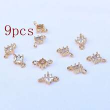 1pc/9pcs 4mm Framed Colorful Geometric Square & Rhombus Glass Pendant Earring Bracelet Necklace DIY Craft Supplies