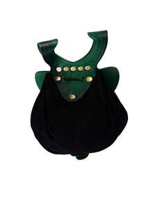 Medieval Renaissance Coin Purse Waist Bag With Adjustable Shoulder Strap And Drawstring Closure - Leaf-Shaped Design, Gold-Tone Metal Accents, Polyester Lining - Portable Secure Storage For LARP, Renaissance Fairs, Halloween Costumes, And Everyday Use - Vintage-Inspired Practical Accessory - Green - View 3