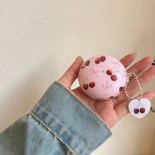 Korean Style Minimalist Pink Bow & Cherry Pendant Earphone Case Compatible With Huawei Freebuds 7i, Freebuds 2, Freebuds SE3, Freebuds 5i, Galaxy Buds Pro 3 Cute Korean Earphone Case - Pink - View 6