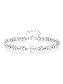 1pc Men's Versatile Uppercase English Letter Stainless Steel Bracelet, Waterproof, Suitable For Daily Wear, Parties, Gifts For Family And Friends - Silver - View 8