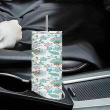 1pc Large 20oz Insulated Stainless Steel Water Bottle With Lid & Straw - Double-Wall Vacuum Insulated , Leakproof Cup For Hot/Cold Drinks, Elegant Floral Pattern In Teal Blue, Pink, Brown, White - Ideal For Travel, Office, Gym, Gift For Christmas, Valentine's Day, Birthdays - Durable & Portable Drinkware, Doublewall Insulation - 1pc - View 8