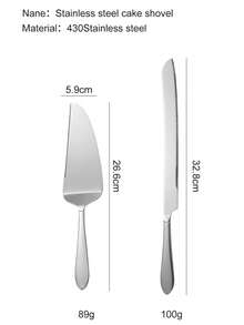 Elegant Smooth Edge Gold Silver Cake Knife & Spatula Stainless Steel Pastry Serving Utensil For Home Baking Wedding Birthday Party Dessert Table - Multicolor - View 8