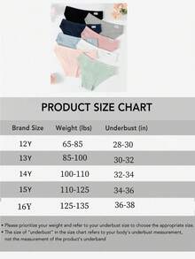 8 条装少女基本款罗纹纯色条纹舒适内裤，适合秋冬季 - 藏蓝色 - 查看 7