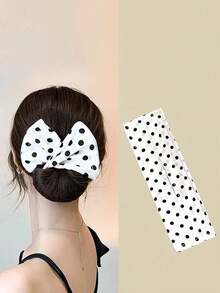 1 pièce Outil de coiffure pour chignon pour femmes, pince à torsader, outil de coiffure pour salon de coiffure, voyage, produits capillaires, soins capillaires, accessoires capillaires - Pois blancs - Voir 5