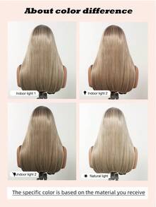 Peluca de encaje frontal de alta definición de 13*4, de alta calidad, de moda y natural. Peluca de encaje gris ombre de 18 pulgadas de cabello liso, peluca de encaje de alta calidad para mujeres, peluca sintética de encaje resistente al calor, adecuada para festivales, viajes, reuniones familiares, juegos de roles, bailes de máscaras, uso diario de actores y regalos de festival para niñas - Gris degradado - Ver 7