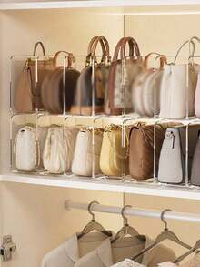 1/2pcs PET Cosmetic Storage Box, Suitable For Storage Bags In Wardrobes, Handbags, And Wallets, No Assembly Required, Transparent Handbag Organizer, Can Be Used For Compartmentalized Storage Of Handbags, Clothes, Sweaters - Multicolor - View 3