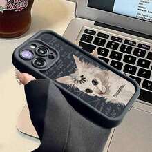Cat Pattern Phone Case, Decorative Protection For Phone, Compatible Phone Accessories For IPhone 16 15 14 13 12 11 Pro Max XS XR - Black - View 7