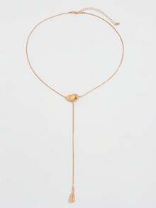 Fashionable Irregular Geometric Water Drop Pendant Necklace, Simple Long Y-Shaped Tassel Necklace