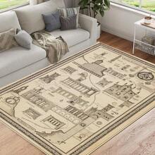 1PC Vintage Style Area Carpet Local Carpet, Lightweight Soft Comfortable Machine Washable Easy To Care Carpet Mat Home Decoration, Suitable For Living Room, Bedroom, Dining Room, Office, Balcony, Room Accessones - Nhiều màu - Xem 16