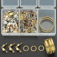381pcs/Box DIY Jewelry Findings Set, Includes 80pcs Clasps, 300pcs Jump Rings, And 1pc Ring Sizer, Suitable For Jewelry Making Accessories, Bracelet Necklace Connectors, Earring Hooks, Double-Headed Snap Hooks, Fold-Over Crimp Beads, Single Open Connector Rings, O-Rings, Jump Rings, Anklet Connectors, Beading Rings, Closed Rings, Compatible With Lobster Clasps And Other Jewelry Making Supplies