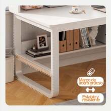 Escritorio De Oficina Minimalista Para Computadora - Blanco - Ver 8