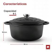 mhjULTRACHEF Olla de Hierro Fundido Esmaltado para Estufa y Horno Horno Holandés Cubierto de Hierro Fundido Dutch Oven Redonda Tamaño 24 cm Capacidad 3.8 Litros Negrasleeping Bags - 219354009 - Ver 7