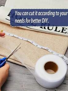 1 Roll 65m Non-Woven Fusible Tape, DIY Double-Sided Adhesive Fabric Tape, Pants Waistband Shortening Sticky Tape, Suitable For Clothing Accessories - White - View 11