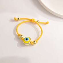 1pc Handmade Glass Evil Eye Bracelet, Adjustable Multicolor Woven Accessory - Charm Bracelet - View 4