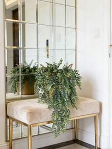 1件 29.92英寸 人造垂吊绿植，葡萄柚叶垂吊，人造植物装饰，仿真垂吊绿植，模拟植物，适用于家居房间装饰、室内搁架装饰、户外墙面花园装饰 - 深綠色 - 查看 8