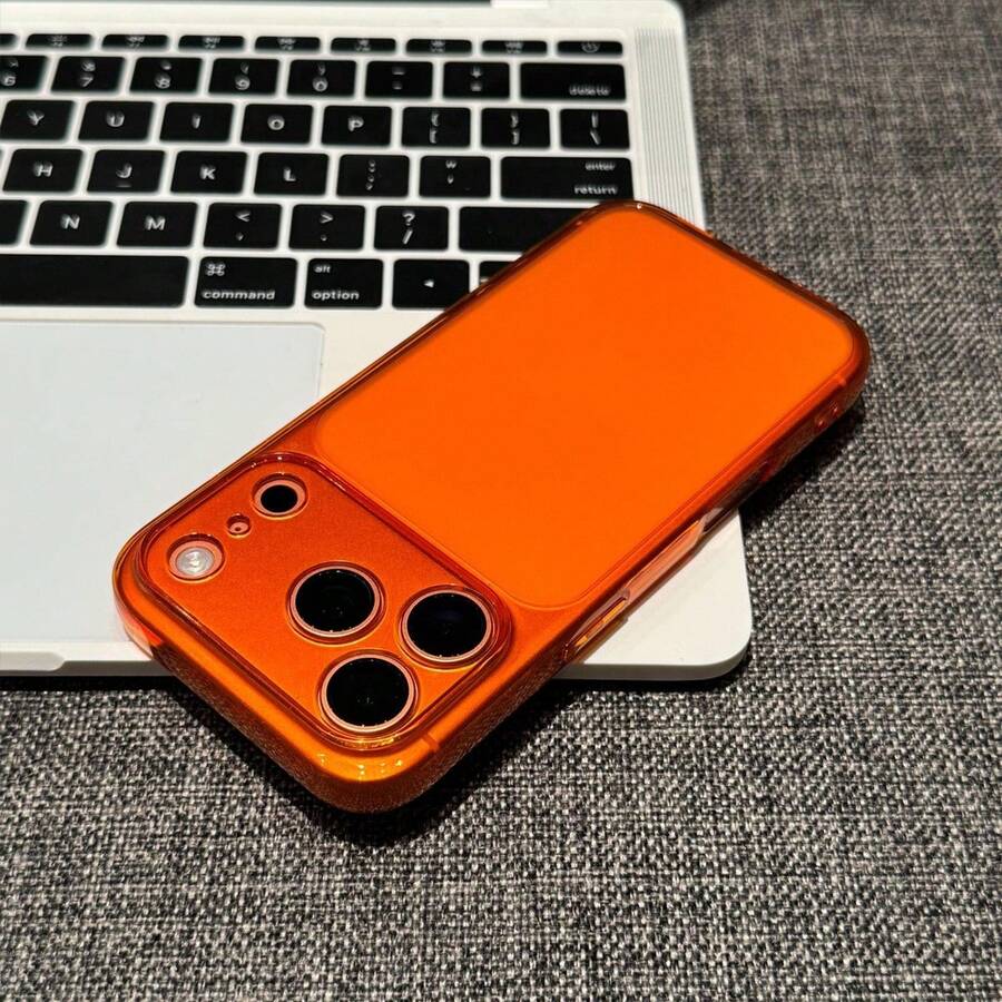 Funda transparente naranja mate compatible con iPhone 17 Pro Max/17 Pro/17/16/16 Pro Max/16 Plus/16 Pro/16E/15/15 Pro Max/15 Pro/15 Plus/11/12/13/14 Pro Max/13 Pro/13 Pro Max/14 Pro/14 Pro Max, cobertura completa, protección suave anti-caídas