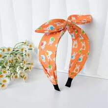 1pc Easter Bunny & Egg Print Fabric Bunny Ear Wide Headband, High Crown Pressure Hair Accessory, Suitable For Holiday Party, Daily Outings, Boho Cute Hair Hoop ,Hair Band ,Diadema - Multicolor - View 10