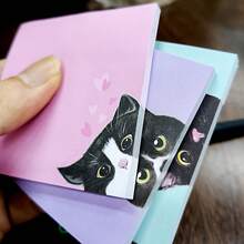 Black Cat Sticky Notes Set, Pink Self-Adhesive Memo Pad, Cute Memo, Super Sticky Notes Card, Gift For Cat Lovers, Teachers Office & School Supplies, 3x3 Inches - Multicolor - View 4