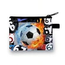 Cute Kids Zipper Wallet, Kids Soccer Coin Purse - Mini Change Purse, Soccer Pattern, Fashionable Cool Design, Best Gift, Suitable For School, Travel And Daily Use (5.5 In X 4.1 In) - Multicolor - View 6