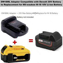 适用于 DeWalt 18V/20V 至 Milwaukee 电池适配器的电池转换器 DW18ML（仅适配器）。 - 黑色 - 查看 4