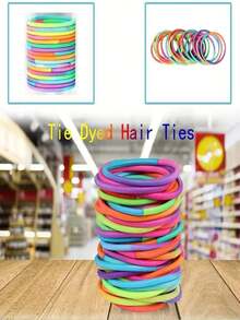 50pcs Multicolor Simple Basic Elastic Hair Ties, Suitable For Thick Hair Ponytail Holders Without Damage, Suitable For Daily Use By Women And Men - Multicolor - View 2