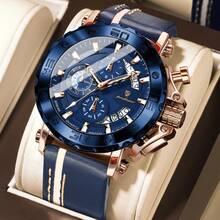 POEDAGAR's New Three Eye Six Pin Quartz Watch Features A Leather Strap That Showcases Your Personal Charm And Unique Craftsmanship - Rose Gold - View 12