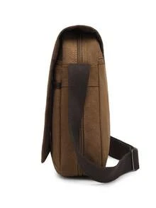 1个复古帆布单肩斜挎包，男士新款时尚便携户外邮差包，休闲旅行斜挎包，男女通用，底部可扩展拉链设计，可调节肩带 - 彩色 - 查看 4