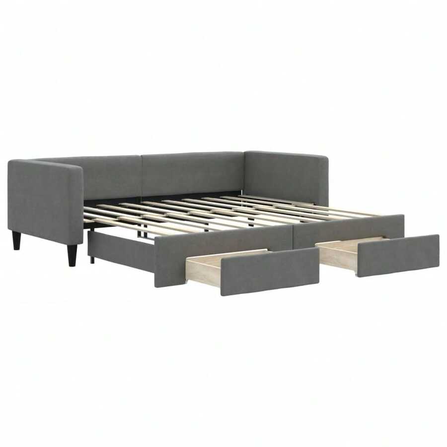 vidaXL Lámpara de día con gigoña y tiroirs sin matelas 90x190 cm - Gris - Ver 1