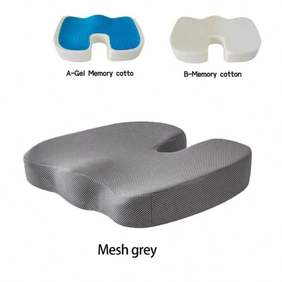 Gel Memory Foam U-Shaped Seat Cushion Massage Car Office Chair For Long Sitting Coccyx Back Tailbone Pain Relief Gel Cushion Pad   Orthopedic Seat Cushion X-Large – Gel Memory Foam Chair Cushion For Tailbone, Sciatica & Lower Back Relief – Ergonomic Office Chair Cushion & Car Seat Cushion, Washable Cover, Non-Slip Base   Comfortable Seat Cushion For Office Chairs, Enhanced Memory Foam, Black   Comfortable Seat Cushion For Office Chairs, Enhanced Memory Foam, Black - 灰色網狀 - 查看 1