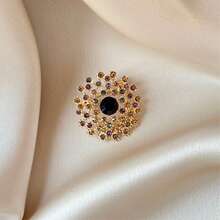 1pc Shiny Zinc Alloy Flower Brooch, Suitable For Women To Wear Casually In Spring, Summer, Autumn And Winter - Gold - View 7