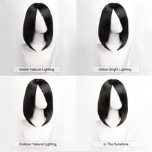 Karida 14-Inch Synthetic Fiber Cosplay Wig With Bangs, Layered Straight Hair, Unisex Cosplay Wig, High Density, Natural-Looking Cosplay Wig For Men And Women