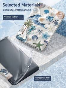 1件羽毛雪纺海洋元素平板电脑保护套和Kindle电子书保护套，兼容iPad 10代、iPad 11/Air 4/Air 7/9.7、Galaxy Tab A9 Plus、Kindle（11代-2024）、Kindle Paperwhite 12代（2024），绝佳节日礼物，时尚简约图案。 - 彩色 - 查看 8