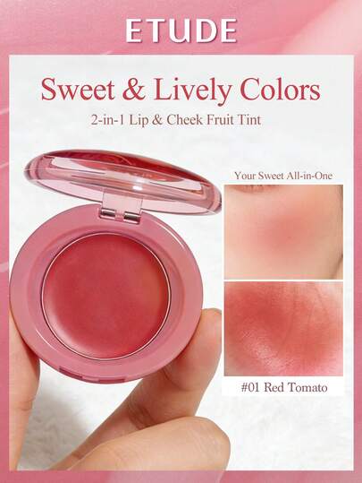 ETUDE Rubor y tinte de labios Fruit Road 2.3g - Fórmula cremosa 2 en 1 | Efecto de rubor acuarelado, color de larga duración, maquillaje degradado coreano