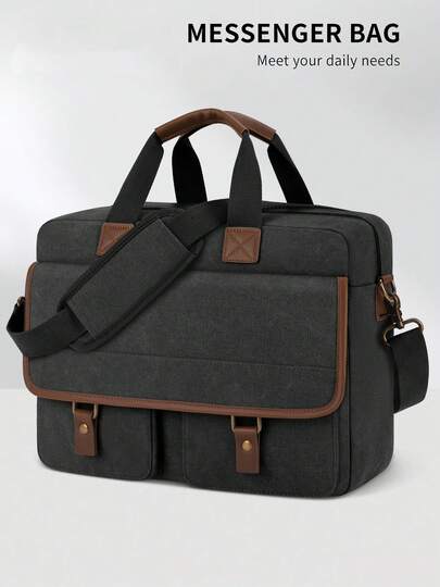 Messenger Bag For Men, 15.6 Inch Laptop Bag Computer Office Laptop Bag For Men, Waterproof Work Bags Canvas Messenger
