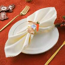 6pcs/Set Cute Rabbit Napkin Rings, Suitable For Easter, Spring Festival Party Table Decoration, Multiple Styles Available - Multicolor - View 11
