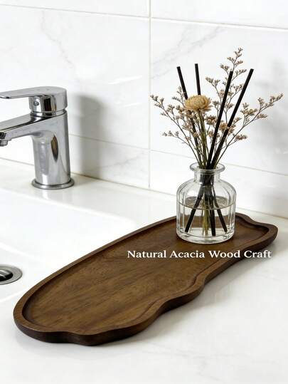 Moderna dekorativa träpallar, multifunktionella dekorativa träpallar, förvaringsbrickor för kosmetiskt läppstift och parfym, kreativa träpallar, förvaringspallar i trä, förvaringspallar, badrumstillbehör, lämplig för vardagsrum, familjer, matbord, dekorativa träpallar för hotell, naturliga träpallar, presentpallar i trä.