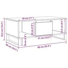 vidaXL Mesa baja de madera artesanal 90x50x36,5 cm ingeniería de madera - Marrón - Ver 10