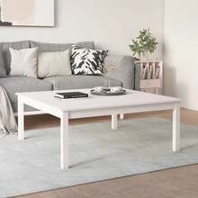 vidaXL Tavolo basso Blanc 100x100x40 cm Bois solid de pin - Bianco - Visualizzare 4