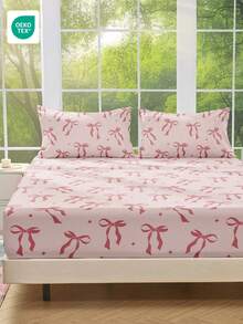 1 pieza Protector de colchón suave y cómodo, sábana ajustable, juego de ropa de cama, patrón de lazo, adecuado para camas individuales, dobles, queen, king, decoración del hogar, lavable, también se ajusta a sofás, regalo del Día de San Valentín - Multicolor - Ver 10