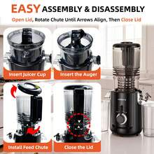 celiberry Cold Press Juicer Machines, Slow Masticating Juicer With Large Feed Chute For Whole Fruits & Vegetables, Easy To Clean, 300W Multi-Function Blender For Kitchen, 99% High Juice Yield, Quiet Juicer Extractor,  Anti-Clog, Idea Gifts For Holiday - US A Type Plug(110-127V) - View 10