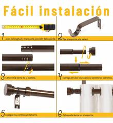 TendenciaCortinero Metalicos Modernos Ajustable Tubo Barra Cortina 2mCalidad premium - M1 cortinero palo 1pc Cobre - Ver 10