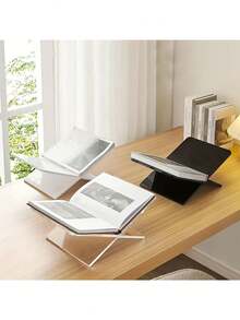 亚克力阅读架，透明黑色X型书架，桌面展示架，适用于烹饪书、艺术书籍、期刊、杂志 - 耐用PMMA材质，开斋节冥想阅读用品 - 彩色 - 查看 2