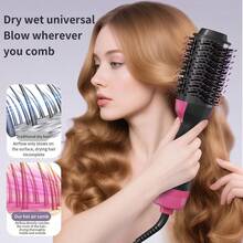 4-In-1 Multi-Functional Hot Air Comb, Negative Ion Hair Straightener And Curler, Volumizing Hair Dryer And Straightener, Styling Comb, Inward Curling Iron, Electric Hot Comb, Hair Styling In One Step. - UK Plug(220-240V) - View 3