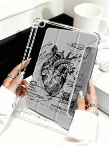 Sketch Of The Heart Pattern Tablet Case Compatible With IPad Air 11-Inch M3 2025 / M2 2024, IPad Air 5th Generation 2022 , IPad (A16) 11 Inch 11th Generation 2025,Compatible With Samsung Galaxy Tab,Kindle Paperwhite 12th Gen 2024, Clear Back ,Fashion Pattern Protective Case,Autlueomatic Sleep And Wake-Up Function, Airbag Protection, Suitable For Gifts And Office Use - Multicolor - View 4
