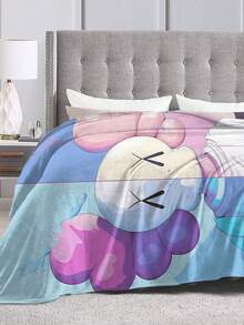 1pc Kawss Kawaii Kaw Anime Glam Style Flannel Blanket Super Soft Warm Bed Blanket Sofa Bedding Bedroom Sofa Office Car Four Seasons Cozy Shaggy Blanket Girls Boys Adult Gift - 黑色 - 查看 4