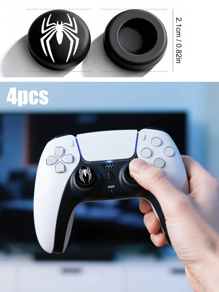 3D Joystick Cap For / Controller, Spider Pattern, Silicone Gamepad Joystick Button Protective Cover - Multicolor - View 1