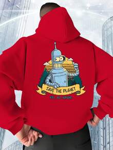 Sudadera con Capucha para Hombre - Rojo - Ver 1