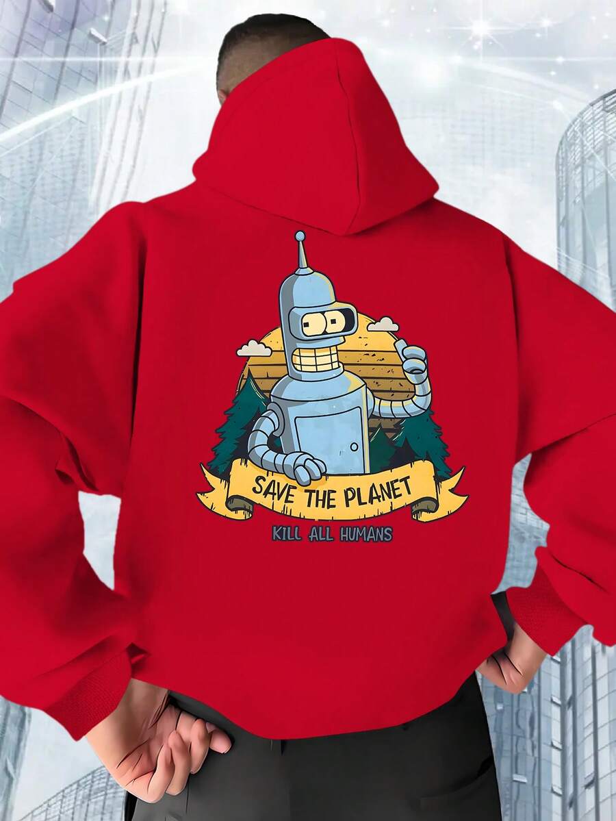 Sudadera con Capucha para Hombre - Rojo - Ver 1